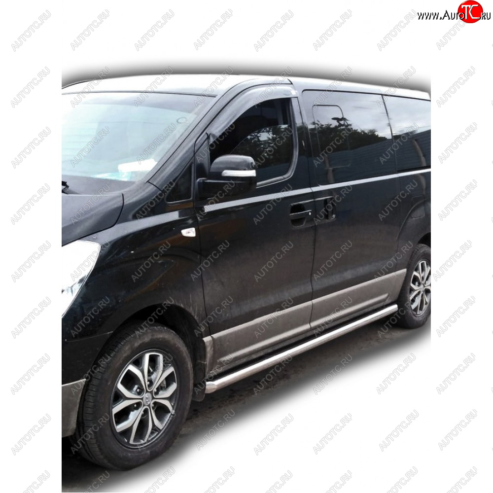 10 899 р. Защита порогов труба с полимерным покрытием d63,5, Техно Сфера Hyundai Starex/Grand Starex/H1 TQ рестайлинг (2014-2018) (Черный матовый)  с доставкой в г. Пермь