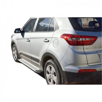 Пороги бумер алюминиевые с резинкой с полимерным покрытием, Техно Сфера Hyundai Creta GS дорестайлинг (2015-2019)