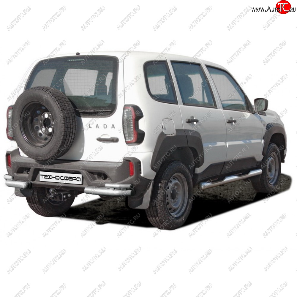4 999 р. Защита заднего бампера d63.5 (уголки двойные люкс), Техно Сфера  Лада Нива Трэвел (2021-2025) (212300-80)  с доставкой в г. Пермь