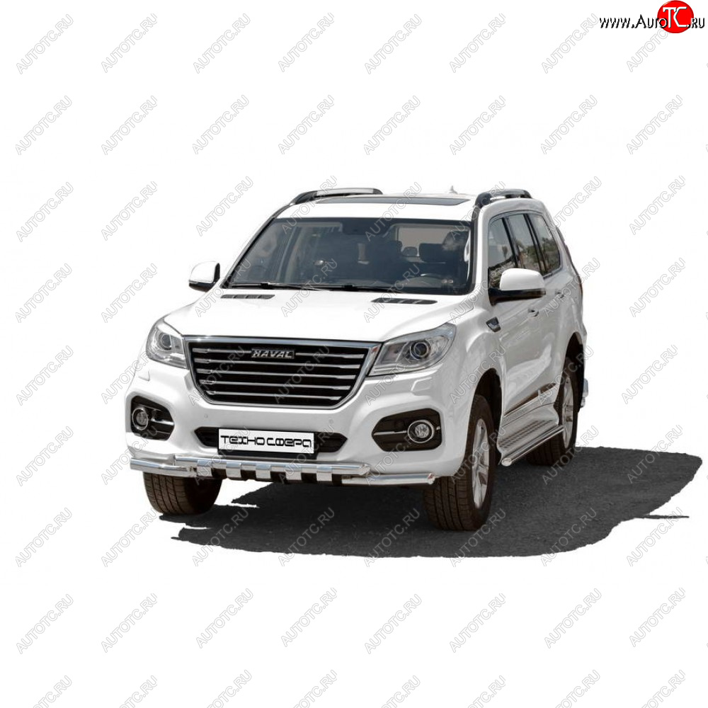 39 799 р. Защита переда нержавейка труба двойная люкс d63.5, Техно Сфера  Haval H9 (2015-2021) дорестайлинг, 1-ый рестайлинг, 2-ой рестайлинг (Нержавейка)  с доставкой в г. Пермь