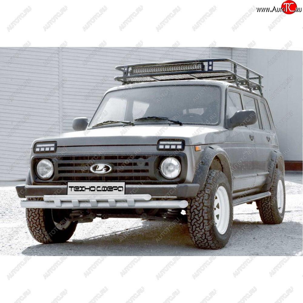 5 999 р. Защита переда труба двойная d63.5, Техно Сфера Лада нива 4х4 2131 Урбан 3 дв. дорестайлинг (2014-2019)  с доставкой в г. Пермь