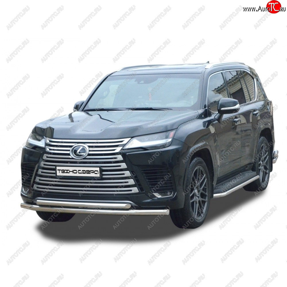 41 999 р. Защита переда труба двойная нержавейка d63, d51, Техно Сфера  Lexus LX600  J310 (2021-2022) (Нержавейка)  с доставкой в г. Пермь