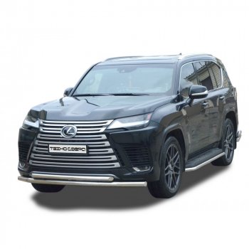 Защита переда труба двойная с полимерным покрытием d76, d51, Техно Сфера Lexus LX600  J310 (2021-2022)