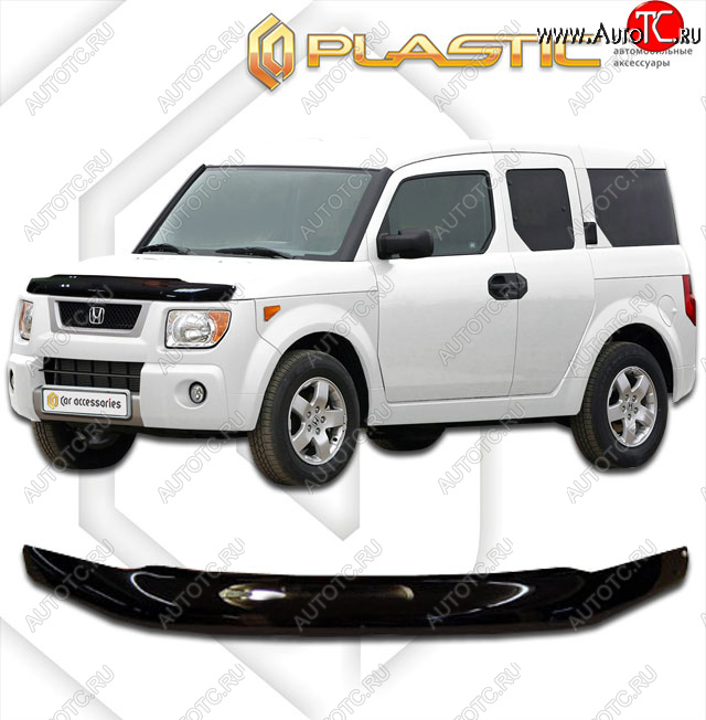 1 999 р. Дефлектор капота CA-Plastic  Honda Element  1 (2003-2008) YH дорестайлинг, YH 1-ый рестайлинг (classic черный, без надписи)  с доставкой в г. Пермь