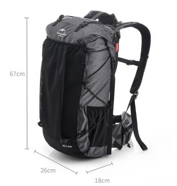 9 319 р. Рюкзак туристический Naturehike 60 л, черный  nh19bp095-b  с доставкой в г. Пермь. Увеличить фотографию 2