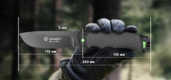 5 489 р. Нож туристический GANZO, длина 243 мм, сталь 8CR13, серый, с паракордом, в ножнах  g8012v2-gy  с доставкой в г. Пермь. Увеличить фотографию 11