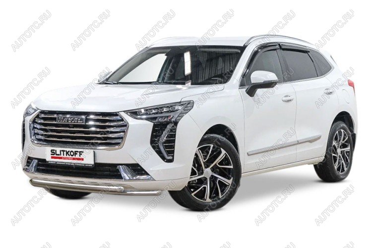 15 949 р. Защита переднего бампера d42+d42 двойная Slitkoff  Haval Jolion (2020-2024) дорестайлинг (нержавейка полированная)  с доставкой в г. Пермь