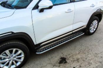 Защита порогов d57 с листом (2WD) Slitkoff Haval Jolion (2020-2024) дорестайлинг (нержавейка полированная)