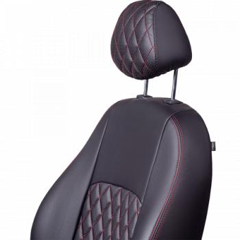 9 499 р. Комплект чехлов для сидений ( к.Drive. РЗС 60/40 3Г Илана+Орегон) ТУРИН ст РОМБ Lord Autofashion  Mazda CX-5  KE (2011-2014) дорестайлинг (черный, вставка черная+красная, строчка красная)  с доставкой в г. Пермь. Увеличить фотографию 4