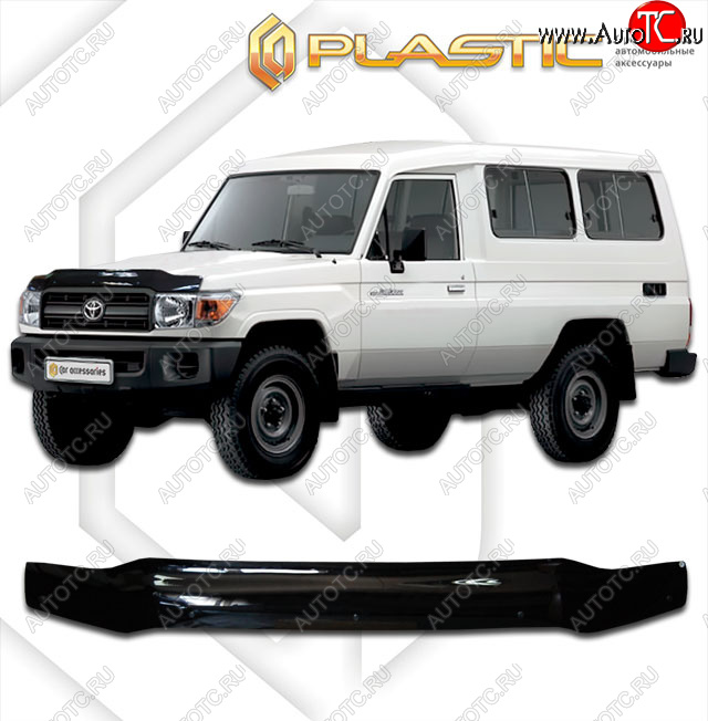 1 999 р. Дефлектор капота (78 кузов) CA-Plastic  Toyota Land Cruiser  70 (2007-2023) 3 дв. 3-ий рестайлинг (серия Сlassic черный, без надписи)  с доставкой в г. Пермь
