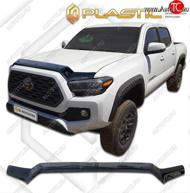 1 999 р. Дефлектор капота CA-Plastic  Toyota Tacoma  N300 (2016-2023) PickUp DoubleCab дорестайлинг, PickUp DoubleCab рестайлинг (Classic черный)  с доставкой в г. Пермь
