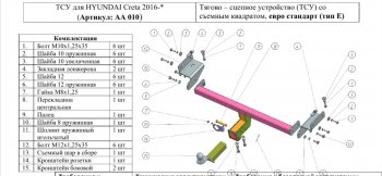 9 399 р. Фаркоп (шар E) Авто-Арсенал Hyundai Creta GS рестайлинг (2019-2021)  с доставкой в г. Пермь. Увеличить фотографию 8