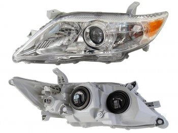 Фара левая (без корректора, хром, Евросвет) TYC Toyota Camry  XV40 (2009-2011) рестайлинг