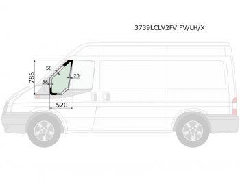 Стекло форточки (Цвет зеленый Без молдинга) Ford Transit 00-14 XYG 3739LCLV2FV FV/LH/X