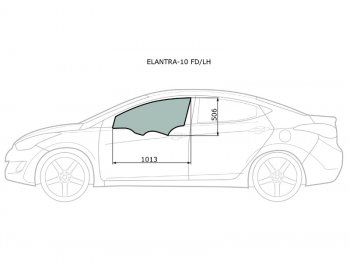 2 599 р. Стекло боковое опускное (Спереди Слева Цвет зеленый) Hyundai Elantra 10-16  Avante 10-15 XYG ELANTRA-10 FD/LH  с доставкой в г. Пермь. Увеличить фотографию 1