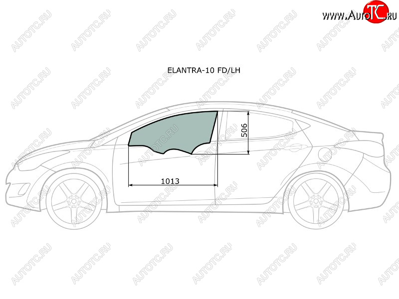 2 599 р. Стекло боковое опускное (Спереди Слева Цвет зеленый) Hyundai Elantra 10-16  Avante 10-15 XYG ELANTRA-10 FD/LH  с доставкой в г. Пермь