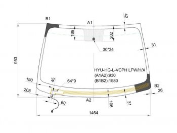 Стекло лобовое (Обогрев щеток) Hyundai Grandeur 11-16 XYG HYU-HG-L-VCPH LFW/H/X