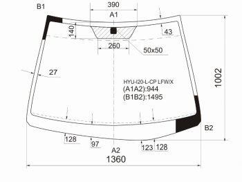 Стекло лобовое Hyundai i20 08-14 XYG HYU-I20-L-CP LFW/X