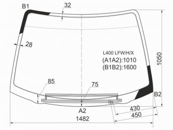 Стекло лобовое (Обогрев щеток) Mitsubishi Delica 94-07  L400 94-06  Space Gear 94-07 XYG L400 LFW/H/X