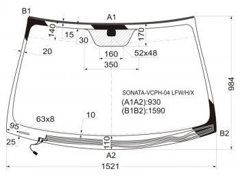 Стекло лобовое (Обогрев щеток) Hyundai Sonata 04-10 XYG SONATA-VCPH-04 LFW/H/X
