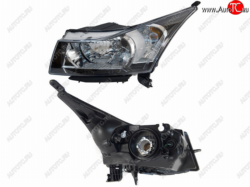 3 479 р. Фара левая (черная) SAT Chevrolet Cruze J300 седан дорестайлинг (2009-2012)  с доставкой в г. Пермь