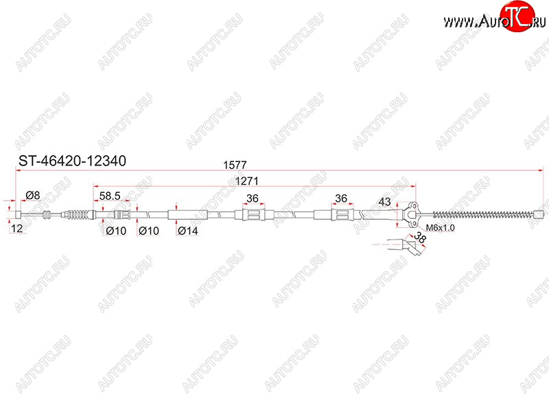 1 099 р. Трос ручника TY Corolla AEEE9# 2WD 87-91, -RH SAT ST-46420-12340  с доставкой в г. Пермь