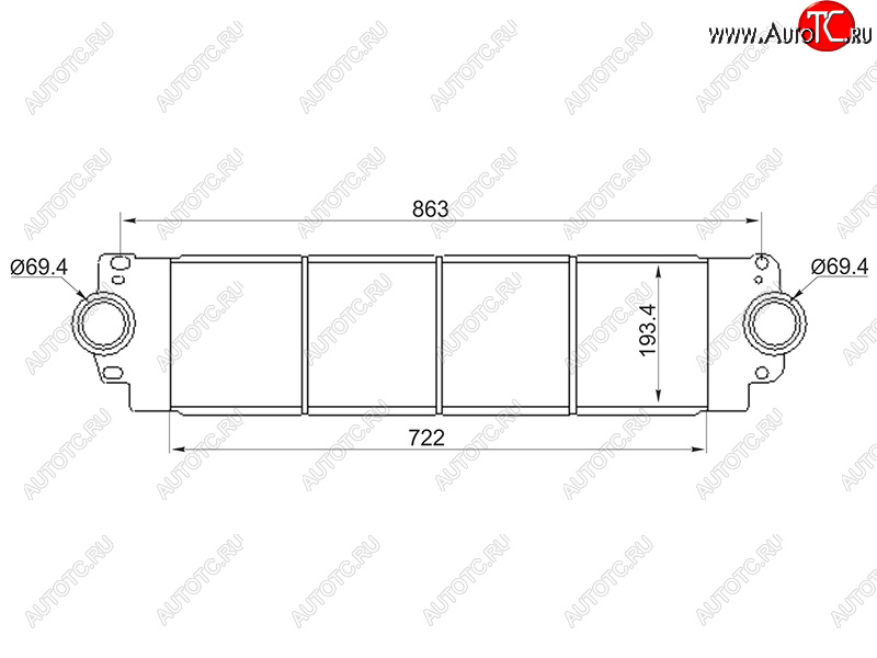 9 999 р. Интеркулер VW TRANSPORTER T5MULTIVAN 03- SAT ST-7H0145804A  с доставкой в г. Пермь