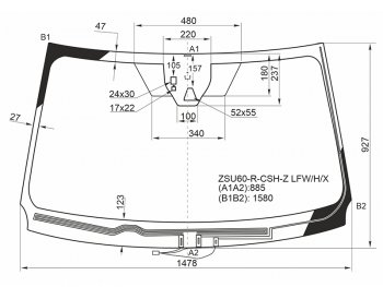 Стекло лобовое (Обогрев щеток Камера Датчик дождя) Toyota Harrier (XU60) 13-17 XYG ZSU60-R-CSH-Z LFW/H/X