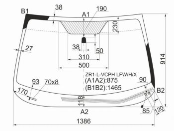 Стекло лобовое (Обогрев щеток) Subaru Impreza 07-12  Impreza WRX 07-14  Impreza WRX STI 07-14 XYG ZR1-L-VCPH LFW/H/X