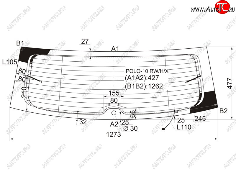 9 549 р. Стекло заднее (Цвет зеленый Обогрев Антенна) Volkswagen Polo 09-20 XYG POLO-10 RW/H/X  с доставкой в г. Пермь
