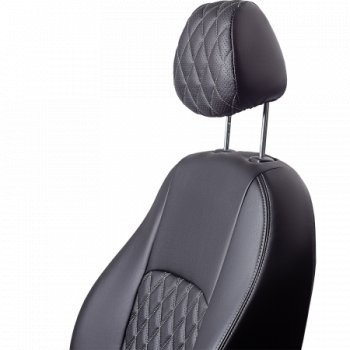 7 199 р. Комплект чехлов для сидений (РЗС 60/40 3Г экокожа), ТУРИН РОМБ Lord Autofashion  Chevrolet Aveo  T250 (2006-2011) седан рестайлинг (черный, вставка серая, строчка серая)  с доставкой в г. Пермь. Увеличить фотографию 2
