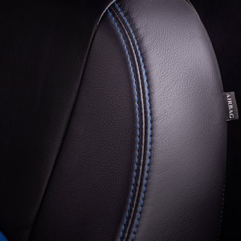 8 999 р. Комплект чехлов для сидений (РЗС 60/40, 3Г Илана+Орегон) ТУРИН Lord Autofashion  Chevrolet Aveo ( T200,  T250) (2002-2011) хэтчбек 5 дв, седан, седан рестайлинг (черный, вставка синяя, строчка синяя)  с доставкой в г. Пермь. Увеличить фотографию 3