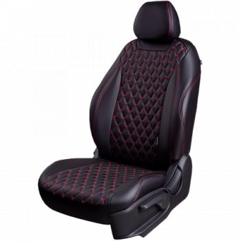 Комплект чехлов для сидений (РЗС 60/40 3Г Орегон) БАЙРОН Lord Autofashion CITROEN C4 B7 хэтчбэк 5 дв. (2011-2018) (черный, вставка черная, строчка красная)