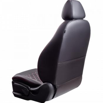 5 349 р. Комплект чехлов для сидений (1+2 места Илана+Орегон) ТУРИН ст РОМБ Lord Autofashion  CITROEN Jumper  290 (2014-2022), Fiat Ducato  290 (2014-2025), Peugeot Boxer  290 (2014-2025) (черный, вставка черная+красная, строчка красная)  с доставкой в г. Пермь. Увеличить фотографию 4