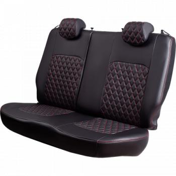 5 349 р. Комплект чехлов для сидений (1+2 места Илана+Орегон) ТУРИН ст РОМБ Lord Autofashion  CITROEN Jumper  290 (2014-2022), Fiat Ducato  290 (2014-2025), Peugeot Boxer  290 (2014-2025) (черный, вставка черная+красная, строчка красная)  с доставкой в г. Пермь. Увеличить фотографию 5