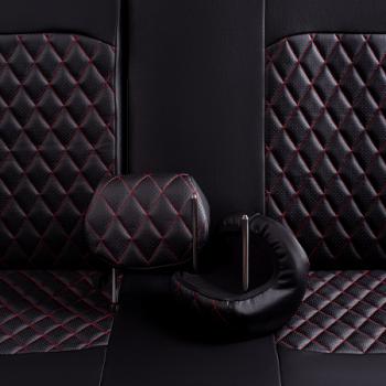 5 349 р. Комплект чехлов для сидений (1+2 места Илана+Орегон) ТУРИН ст РОМБ Lord Autofashion  CITROEN Jumper  290 (2014-2022), Fiat Ducato  290 (2014-2025), Peugeot Boxer  290 (2014-2025) (черный, вставка черная+красная, строчка красная)  с доставкой в г. Пермь. Увеличить фотографию 8