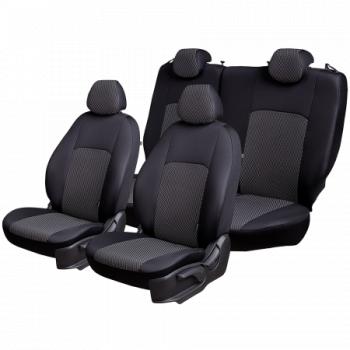 3 499 р. Комплект чехлов для сидений ( 1+2 места Жаккард) Дублин Lord Autofashion  Ford Transit (2014-2022) цельнометаллический фургон (черный, вставка Прямоугольник черная)  с доставкой в г. Пермь. Увеличить фотографию 2