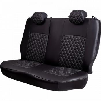 4 999 р. Комплект чехлов для сидений (1+2 места Илана+Орегон) ТУРИН ст РОМБ Lord Autofashion  Ford Transit (2014-2022) цельнометаллический фургон (черный, вставка черная+серая, строчка серая)  с доставкой в г. Пермь. Увеличить фотографию 5