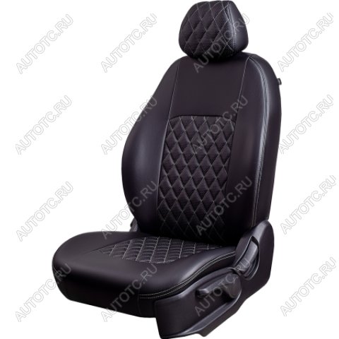 4 999 р. Комплект чехлов для сидений (1+2 места Илана+Орегон) ТУРИН ст РОМБ Lord Autofashion  Ford Transit (2014-2022) цельнометаллический фургон (черный, вставка черная+серая, строчка серая)  с доставкой в г. Пермь