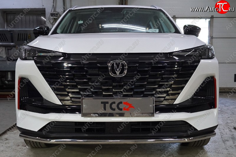 16 649 р. Защита переднего бампера нижняя d42,4 мм ТСС Тюнинг  Changan CS55 Plus (2021-2025) (нержавейка)  с доставкой в г. Пермь