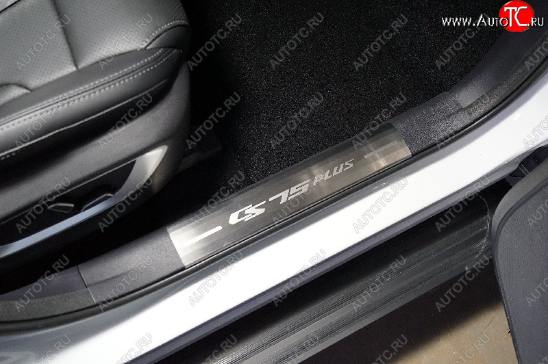 2 599 р. Накладки на пластиковые пороги, ТСС Тюнинг  Changan CS75 (2018-2022) 1-ый рестайлинг (лист шлифованный надпись CS75 plus)  с доставкой в г. Пермь
