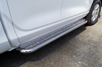 Пороги с площадкой 60,3 мм ТСС Тюнинг Changan Hunter Plus (2022-2025) пикап (серые)