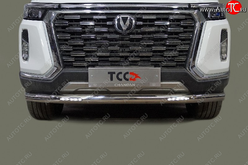 45 799 р. Защита переднего бампера нижняя с ДХО 76,1 мм ТСС Тюнинг  Changan Hunter Plus (2022-2025) пикап (нержавейка)  с доставкой в г. Пермь