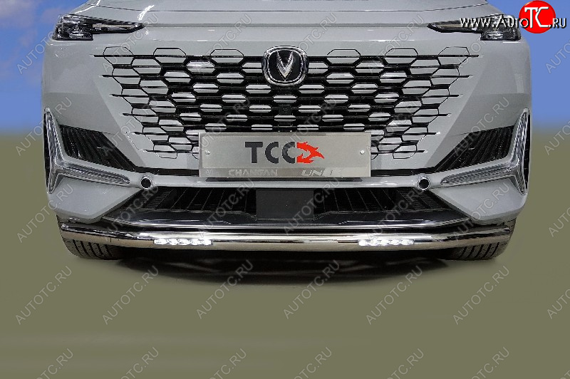 30 549 р. Защита переднего бампера нижняя с ДХО 60,3 мм ТСС Тюнинг  Changan UNI-K (2020-2025) (нержавейка)  с доставкой в г. Пермь