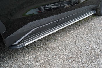 Пороги алюминиевые Slim Line ТСС Тюнинг Jetour Dashing (2022-2025) (Silver)