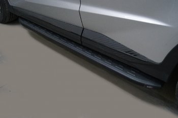 Пороги алюминиевые с пластиковой накладкой, ТСС Тюнинг Jetour X70 Plus (2023-2025) (карбон черные)