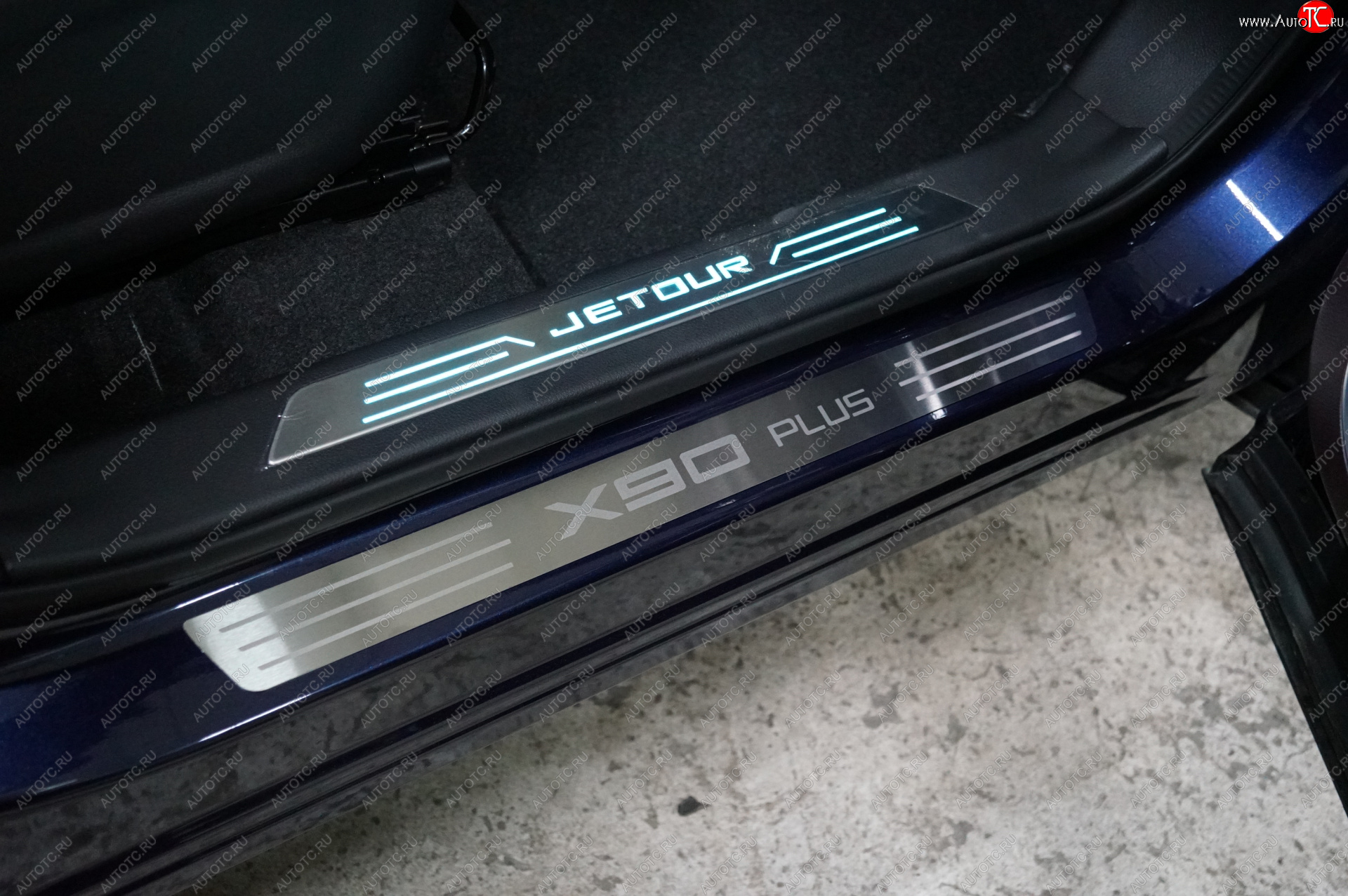 2 499 р. Накладки на пороги, ТСС Тюнинг  Jetour X90 Plus (2021-2025) (лист шлифованный надпись X90 Plus)  с доставкой в г. Пермь