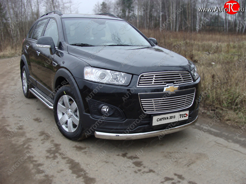 1 000 000 р. Защита переднего бампера овальная 75х42 мм ТСС тюнинг  Chevrolet Captiva (2013-2016) 2-ой рестайлинг (нержавейка)  с доставкой в г. Пермь