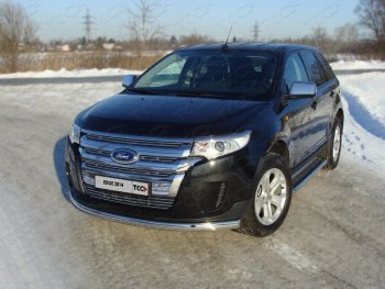 Защита переднего бампера нижняя овальная 75х42 мм ТСС Тюнинг Ford Edge  U387 (2011-2015) рестайлинг (нержавейка)