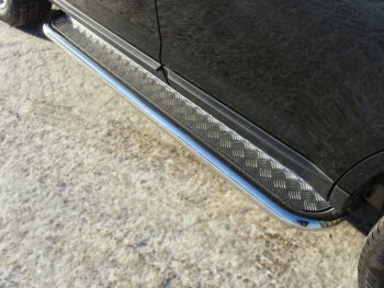 Пороги с площадкой 60,3 мм ТСС Тюнинг Ford Edge ( U387,  CD539) (2011-2018) рестайлинг, дорестайлинг (серые)